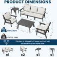thumbnail image 6 of FOOWIN 7-Piece Patio Furniture Set, HDPE Outdoor Conversation Set with 5 Seating & Cushions, Perfect Patio Sofa Set for Garden, Porch, Backyard, Grey Frame with Beige Cushion, 6 of 7