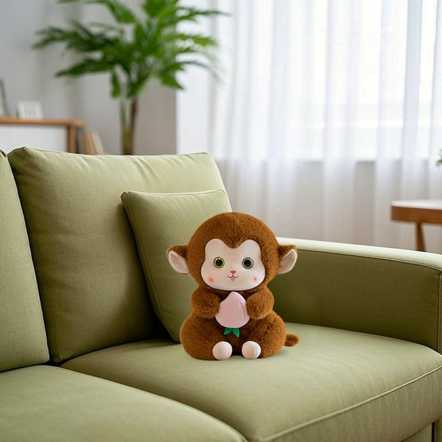 Huanglei Mignon Doux Câlin Singe Pêche Jouet Oreiller pour Enfants Poupée Poupée Singe Mignonne