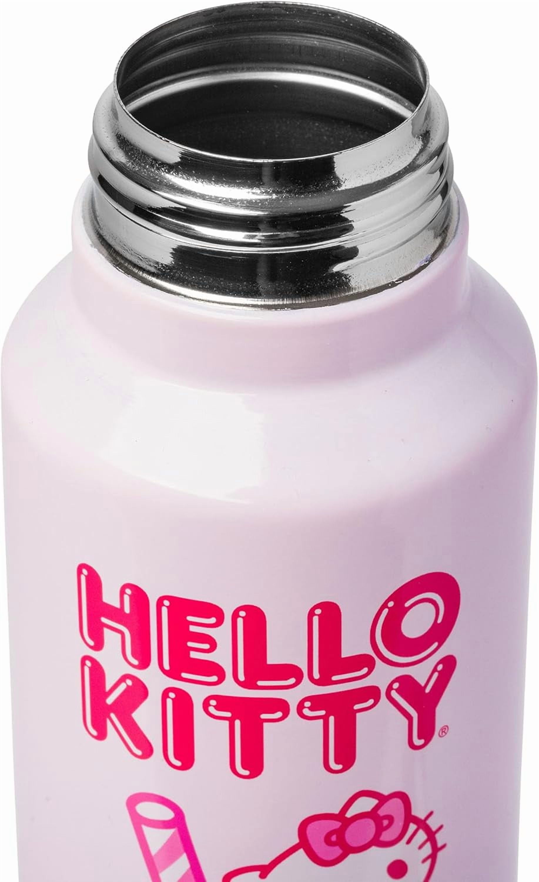 Silver Buffalo Hello Kitty Kawaii Strawberry Milk Pink Stainless Steel Water Bottle with Strap, 27 Ounces