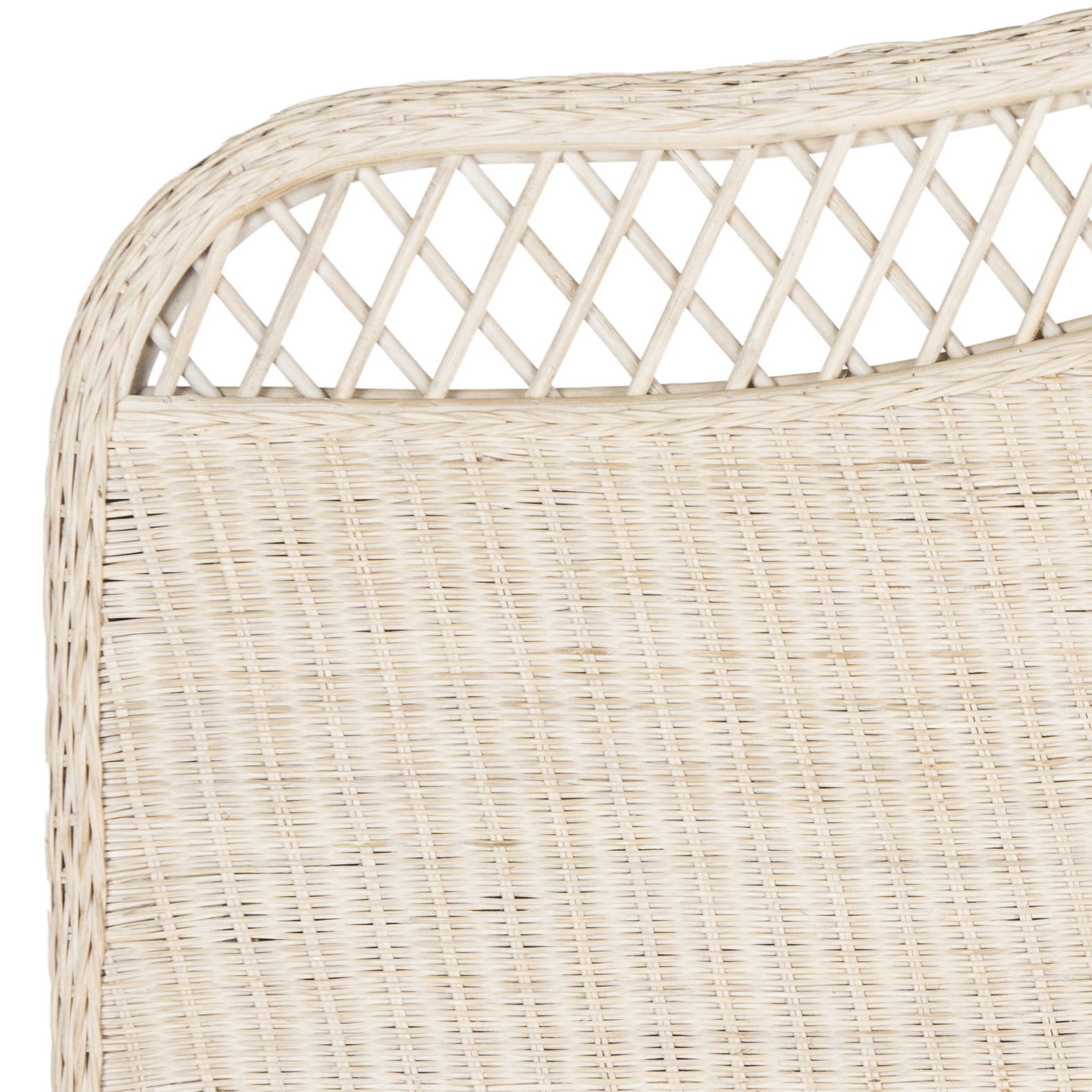 SAFAVIEH Sephina Rustic Coastal Rattan Headboard, Queen, White Washed