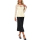 thumbnail image 2 of INSPIRAR CHIC Blusa de Mujer con Encaje y Abertura Frontal, dobladillo Peplum, Manga Larga Transparente, Talla M, Color Albaricoque, 2 of 6