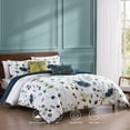 thumbnail image 3 of Bebejan Abstract Vines 5 Piece Comforter Set, Queen, Navy, 100% Cotton Sateen, Reversible, All Season, Cozy Comfort, 3 of 9