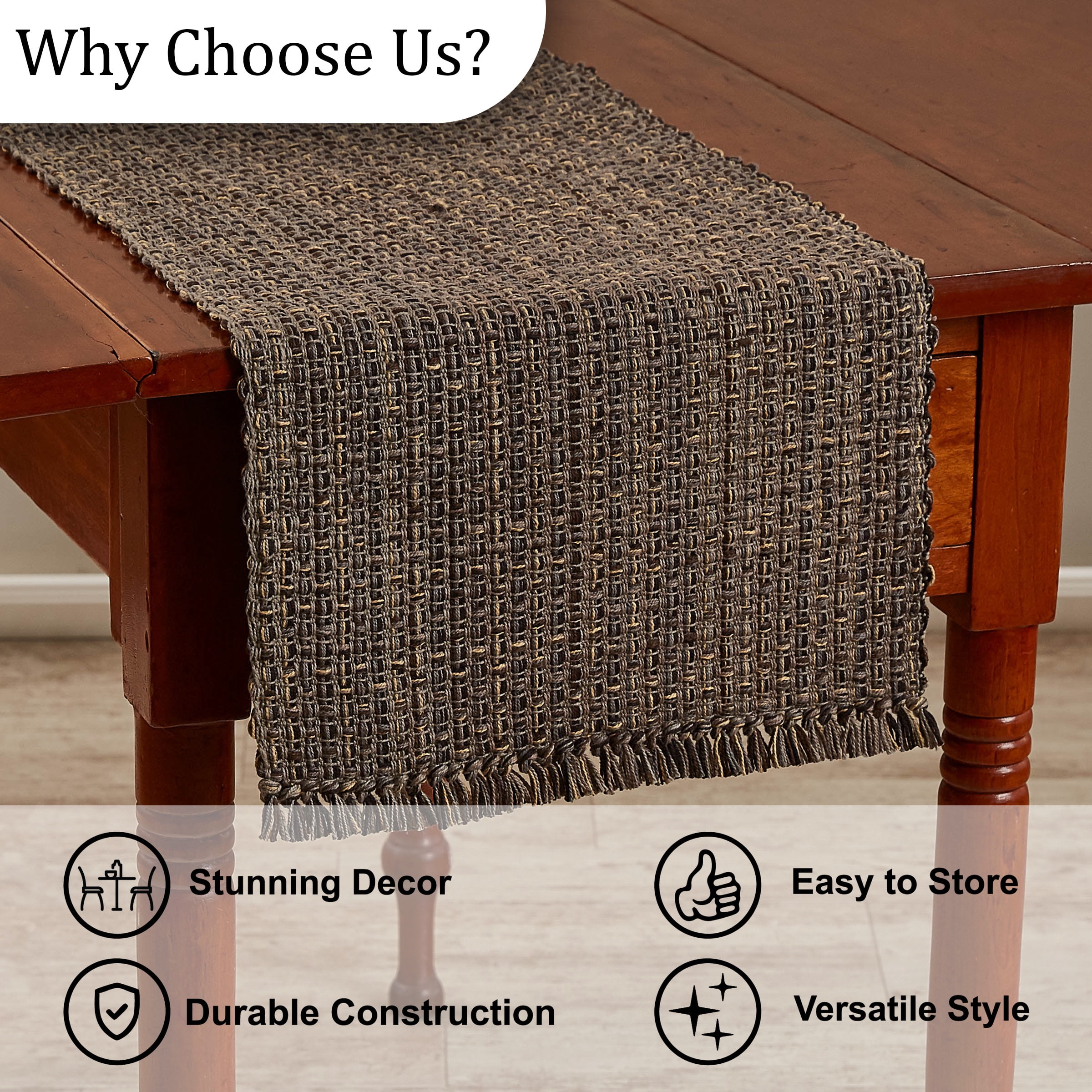 Park Designs Black Expresso Tweed Table Runner 36"