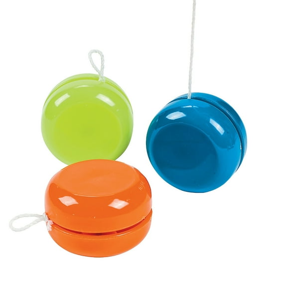 Fun Express Neon Plastic Yo Yo Multi-color Party Favors, 12 Count