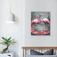 thumbnail image 4 of COMIO  Animal Canvas Wall Art Pink Flamingo family Painting Picture Animal Love Canvas Prints Pink and gray Artwork Stretched and Framed Living Room Bedroom Decor, 4 of 5