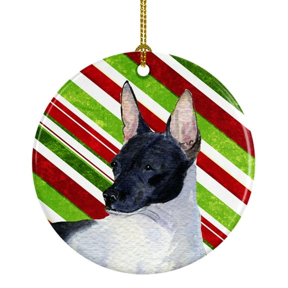Rat Terrier Candy Cane Holiday Christmas Ceramic Ornament SS4549