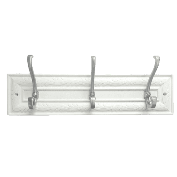 Liberty R46133Z-W Betsy Fields 18" 3 Hook Coat/Hat Rail White & Antique Pewter