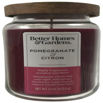 Better Homes & Gardens 22oz Pomegranate & Citron Scented Single-Wick Jar Candle