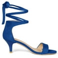 thumbnail image 6 of DARING DIVA Stylish Women's Lace Up Black Sandals with Kitten Heel Royal Blue 10, 6 of 7