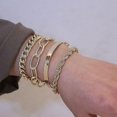 thumbnail image 2 of Conjunto de delicadas pulseras de cadena de plata y oro estilo bohemio para mujer, ajustables, de moda, con cuentas, gruesas, planas, tipo cable, pulseras punk, joyas para mujeres y niñas, regalo, 2 of 4