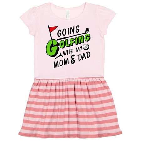 

Inktastic Going Golfing with my Mom and Dad- kids golf Gift Toddler Girl Dress