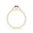 thumbnail image 2 of Angara Natural 0.8 Ct. Tanzanite with Diamond Halo Ring in 14K Yellow Gold for Women (Ring Size: 3), 2 of 9