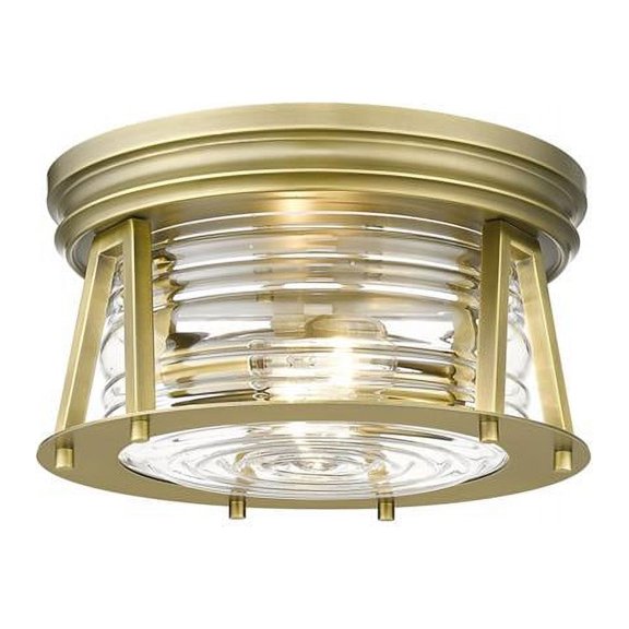 2 Light Flush Mount In Transitional Style-6.5 Inches Tall And 12 Inches Wide-Rubbed Brass  Finish Z-Lite 491F2-Rb