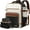 Black and White and Brown, variant on LOVEVOOK Travel Backpack For Women,50L Carry On Backpack Flight Approved,TSA Personal Item Travel Bag Fits 18 Inch Laptop,Business Weekender Overnight Daypack with Toiletry Bag and Cube,White brown