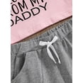 thumbnail image 6 of Toddler Baby Girl 2Pcs Outfit 1T 2T 3T 4T 5T Short Sleeve Letter T Shirts Tops +Solid Color Shorts Set Summer Clothes, 6 of 7