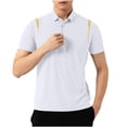 thumbnail image 2 of Dolkfu Polos Mens Shirt Regular Fit Golf Shirt Short Sleeve White Collared Color Block Mens Tshirts XXL, 2 of 9