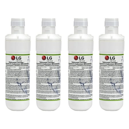LG LT1000P Refrigerator Water Filter 4-Pack, Filters up to 200 Gallons of Water, Compatible with Select l LG French Door and Side-by-Side Refrigerators with SlimSpace Plus Ice