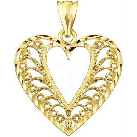 Handcrafted 10kt Gold Filigree Heart Charm Pendant