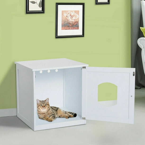 Hidden Cat Litter Box Enclosure Nightstand End Table Kitty Pet House