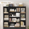 thumbnail image 2 of Hiphuta 71" Tall Modern Bookcases with 2 Double Door Cabinet, 47"Wide Wooden Storage Bookshelf for Living Room Home Office Entryway, Black, 2 of 8