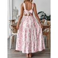 thumbnail image 2 of Pink Floral Print Sleeveless Tiered Maxi Dress With Square Neckline For Women, 2 of 6