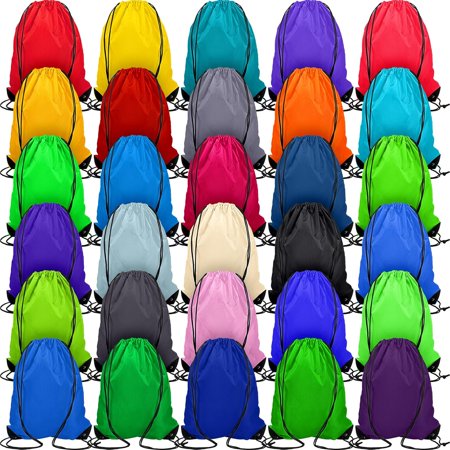 60 Pieces Sport Drawstring Backpack Bags Bulk Nylon Drawstring Gym Cinch Bags for Sport Yoga Outdoor Traveling (30 Multiple Colors)