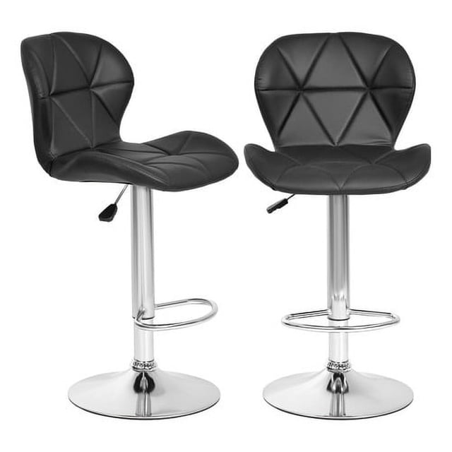 Set Bancos Respaldo Houzer Barra Silla Cocina Bar Desayunador Negro 2 piezas