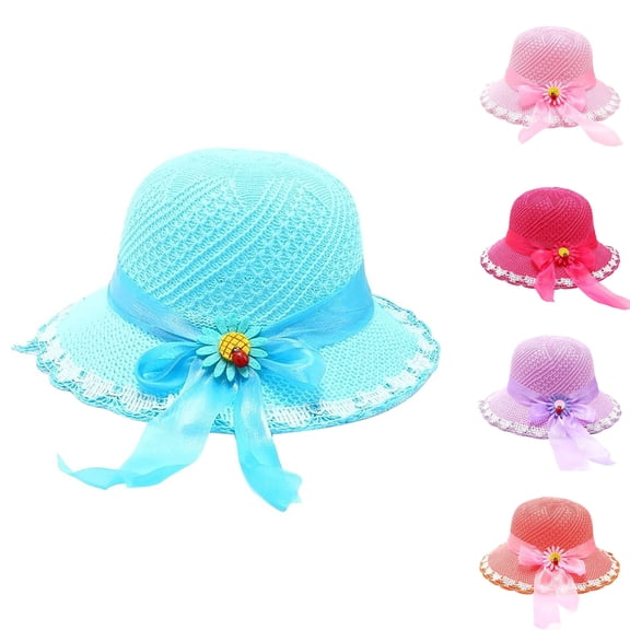Tea Party Hat Easter Kids Sun Hat Wide Brim Summer Beach Hat for Boys Girls Toddler Outdoor Play Travel Lightweight Breathable