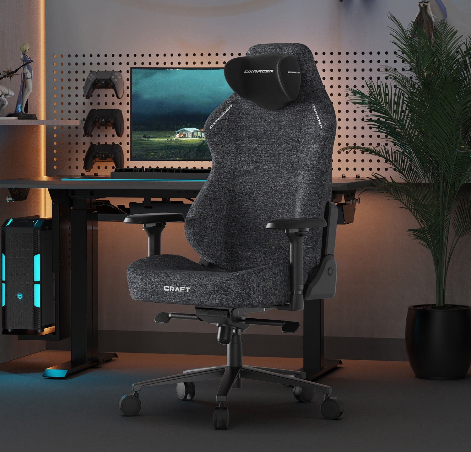 DXRACER Craft Series Gaming Chair -  Fabric Reclining Ergonomic Office Chair with Integrated Lumbar Support & Adjustable Headrest - Comfortable PC Computer Gamer Gaming Chair Recliner, Extra Large