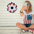 thumbnail image 5 of Holloyiver Patriotic Independence Day Wreath for Front Door, 13 Inch July 4th American Flag Burlap Farmhouse Wreath, Veterans Day Memorial Day Handcrafted Wreaths for Door Wall Window Decor, 5 of 7