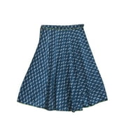 Mogul Womens Summer Cotton Skirt Blue Printed Cotton Skirt