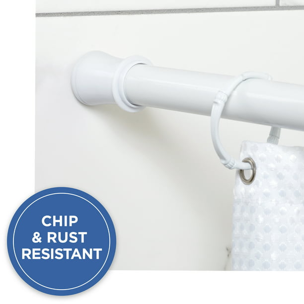 Mainstays Easy Hang Adjustable Steel, How To Hang A Shower Curtain Tension Rod