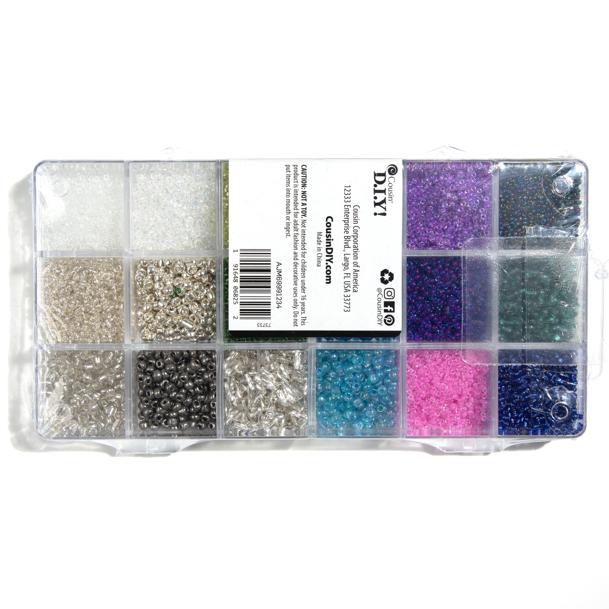 Cousin DIY Mega Tub Glass Seed Beads Jewelry Making Kit, Multi-Colored,  500g Beads, Unisex, 25,000+ Pieces
