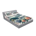 thumbnail image 2 of Ambesonne Nautical Fitted Sheet & Pillow Sham Set, Sailboat in Rose Wreath, Full, Teal Salmon and Slate Blue, 2 of 2