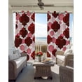 thumbnail image 4 of Red Geometric Moroccan Blackout Curtains 54 Inches Long, Abstract Art Red Ombre Modern Thermal Insulated Black Out Curtains, Darkening Window Curtain Drapes for Bedroom Living Room 52"x54" 2 Panels, 4 of 9