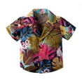 thumbnail image 3 of KYAIGUO Toddler Kids Boys Shirt 2PCS Outfit Summer Hawaiian Button down Shirt + Shorts Summer Breathable Cotton Set Sized 18M-6Y, 3 of 8