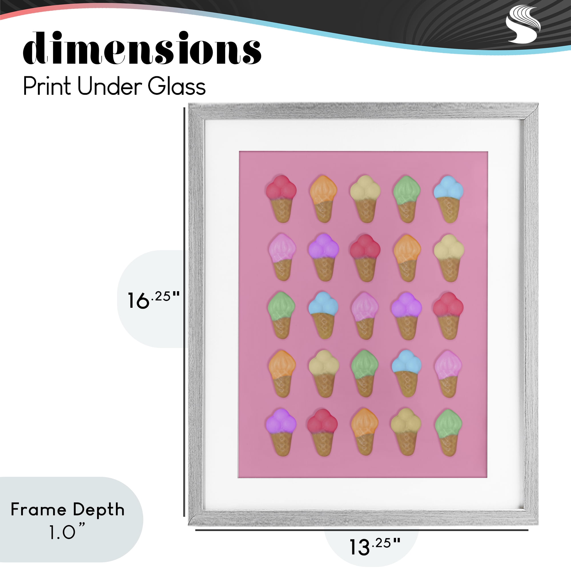 Stupell Industries Ice Cream Candies on Pink Gray Framed Print Under Glass, design by LISH Creative
