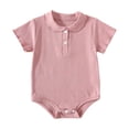 thumbnail image 3 of Bovxnpu Baby Girls' Bodysuits Short Sleeve Solid Infant Bodysuit Collared Neck Lightweight Summer Bodysuit Summer Outfits, 3 of 9