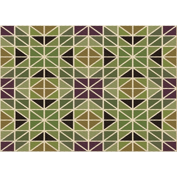 Ahgly Company Indoor Rectangle Patterned Ginger Brown Green Area Rugs, 8' x 12'