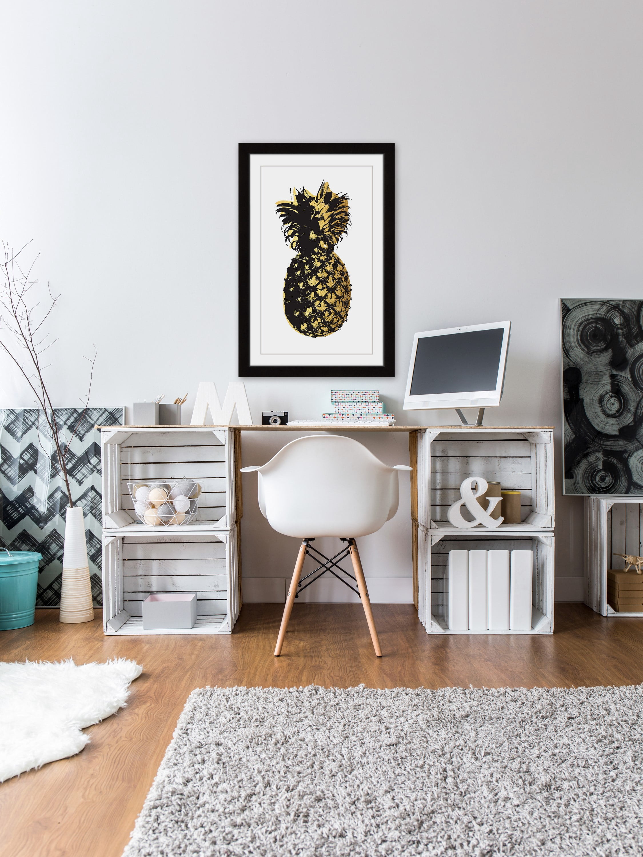 "Pineapple Golden" Framed Painting Print