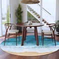 thumbnail image 3 of Round Rugs 5Ft, Aqua Beach Coastal Round Area Rug Washable Indoor Throw Carpet, Nautical Summer Seaside Ocean Soft Non Slip Circle Rug for Cabinet Bathroom Home Decor Aesthetic, 3 of 8