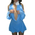 thumbnail image 3 of Women Y2K Ruffle Mesh Mini Dress Sexy Low Cut Cold Sleeve Short Dress Party Clubwear Fairy Clothes, 3 of 6