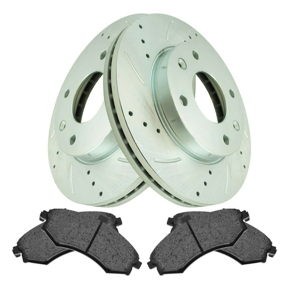 TRQ Front Performance Brake Pad & Rotor Kit Brake Pads Brake Rotors Set Ceramic Premium G-Coated Fits Select 2002-2005 Hyundai Elantra