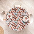 thumbnail image 4 of Ambesonne Abstract Fitted Round Tablecloth, Wavy Stripes Circles Motif, 40"- 44" Diameter, Cinnamon Pearl and Blue, 4 of 5