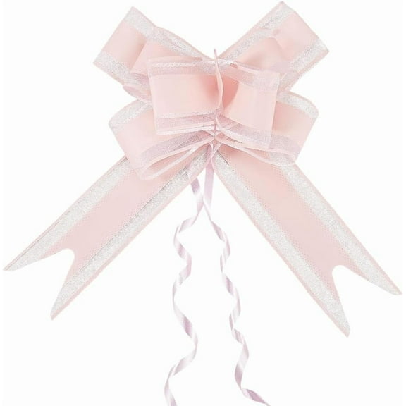 10Pcs Large Pink Pull Birthday Present Bows Plastic Coquette Big Bowknot Tie Flower Bouquets Wrapping Ribbon Pack Accessories for Christmas Anniversary Birthday Presents Gifts DIY Decor 10pcs