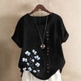 thumbnail image 2 of Sexlip Womens Swimsuit Set Small Floral Embroidery Cover Up Design Crew Neck Short Sleeve Asymmetric Hem Loose Silhouette Soft Fabric for Summer Water Activities Black XXXL, 2 of 4