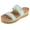 Green, variant on Women’s Ribbed Knit Wedge Slide Sandals, Double Strap Platform Slides with Faux Cork Footbed, 2” Comfort Wedge, Lightweight Non-Slip Casual Summer Sandals for Women