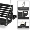 thumbnail image 5 of FOOWIN Outdoor Porch Swing, HDPE Patio Hanging Porch Swing with Cup Holder, Black, 5 of 11