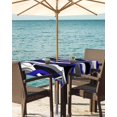 thumbnail image 3 of nqOlkjepod Blue Stripe Outdoor Tablecloth with Umbrella Hole & Zipper, Ombre Grey Moire Geometric Modern Abstract Square Table Cover 54x54 Inch, Dining Waterproof Table Cloth Protector for Patio, 3 of 7