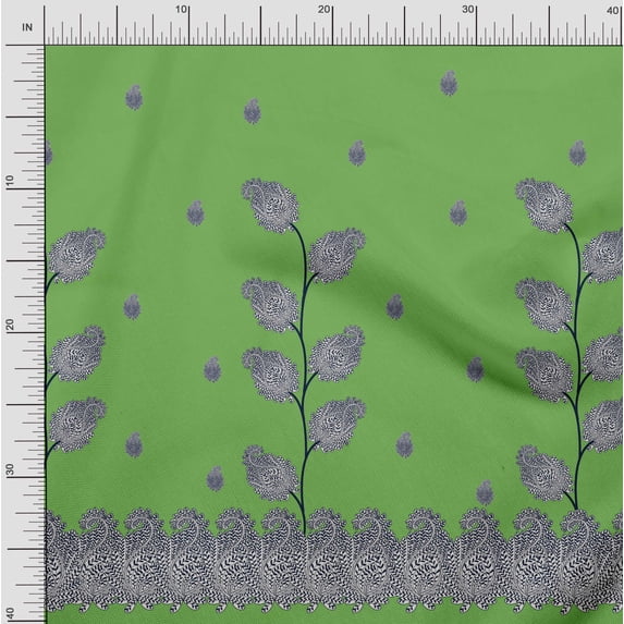 Soimoi Cotton Duck Fabric Paisley Panel Printed Craft Fabric by The Yard 42 Inch Wide